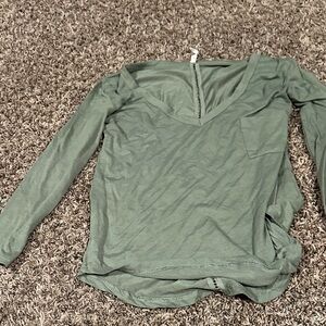 Poof! Olive Long Sleeve V-Neck Top